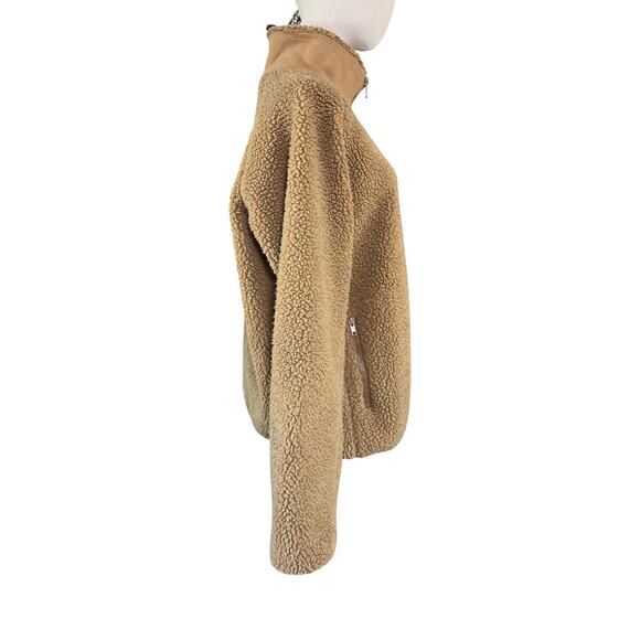 J. Galt California Sherpa Fleece Zip Jacket Tan Teddy Full Zip Women’s One Size - Picture 7 of 9